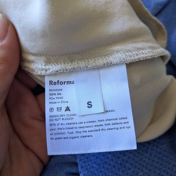 Reformation Tank 100% Silk Teddy Tank Top Cami Ivory Small - Picture 6 of 6